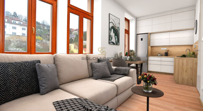 Pronájem bytu, 1+kk, 26 m2. Sklep. Po celkové rekonstrukci. Praha 4 – Podolí.