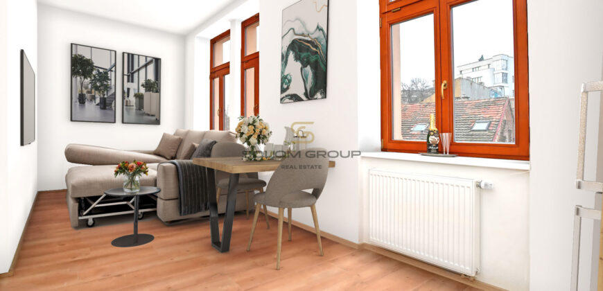 Pronájem bytu, 1+kk, 26 m2. Sklep. Po celkové rekonstrukci. Praha 4 – Podolí.
