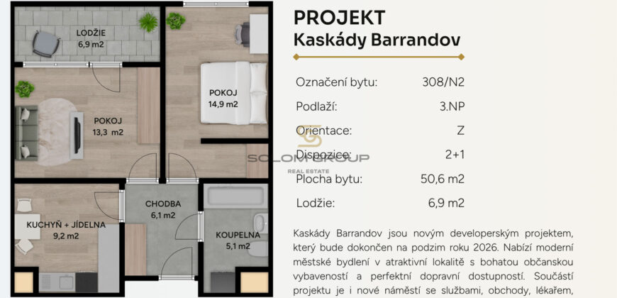 Prodej nového bytu 2+1, balkon, 57,5 m², Praha 5 – Hlubočepy