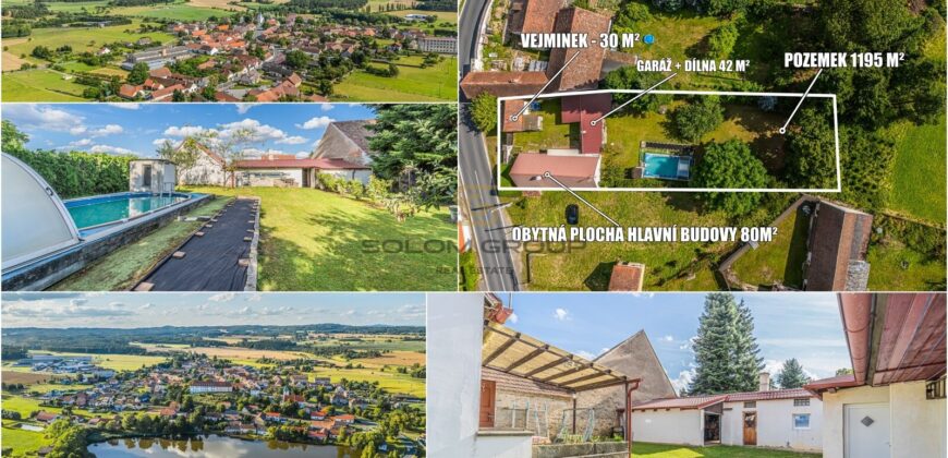 Prodej rekreačního domu 3+kk + dům pro hosty + garáž + bazén + pozemek o výměře 1.195 m². Velký Bor.