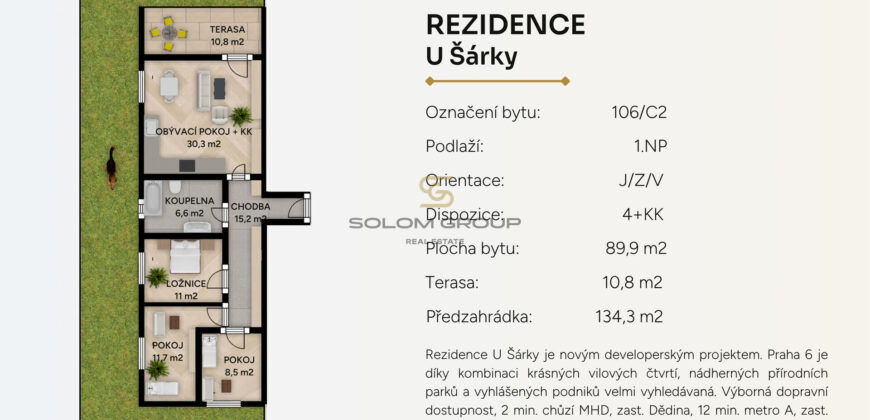 Prodej nového bytu 4+kk/Předzahrádka/Terasa, 234 m², DV, GS, sklep Praha 6 – Ruzyně, novostavba