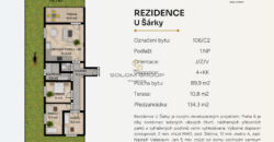 Prodej nového bytu 4+kk 94m²/Předzahrádka 134m²/Terasa, DV, GS, sklep Praha 6 – Ruzyně, novostavba