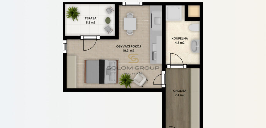 Pronájem bytu 1+kk, 37 m²/Terasa, novostavba, Praha 6 – Ruzyně