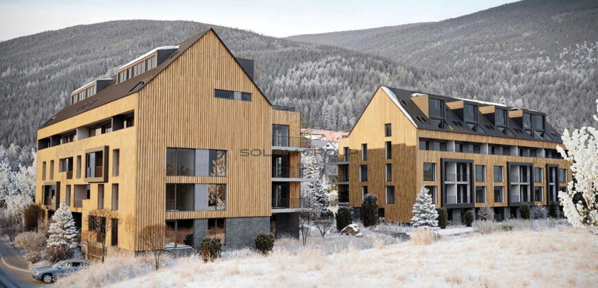 Prodej horského apartmánu 4+kk/Lodžie,106 m², Harrachov, parkovací stání + sklep, OV, novostavba