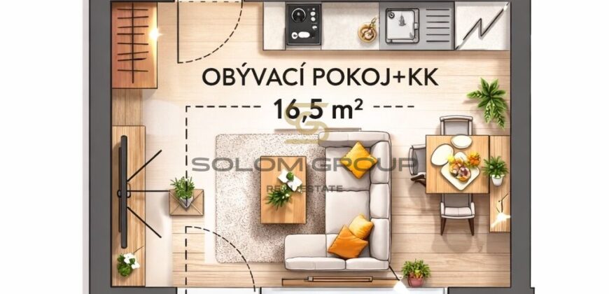 Pronájem NOVÉHO bytu 1+kk/Balkon, 27,3 m² + garážové stání, Dolní Měcholupy, ulice Honzíkova