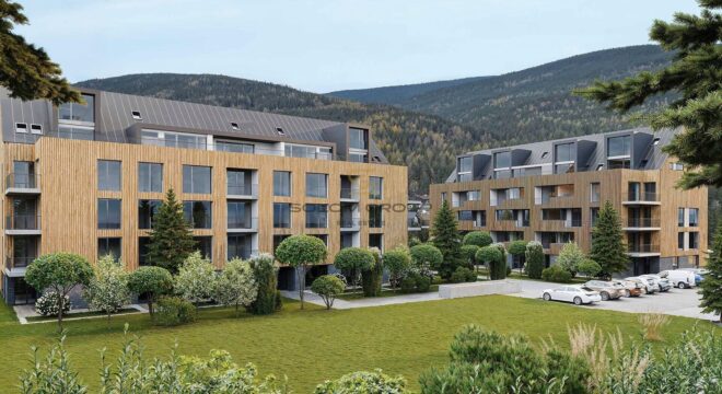 Prodej horského apartmánu 4+kk/Lodžie, terasa,106 m², Harrachov, parkovací stání, sklep, novostavba