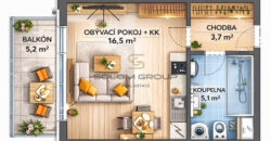 Pronájem NOVÉHO bytu 1+kk/Balkon, 32,5 m² + garážové stání, Dolní Měcholupy, ulice Honzíkova