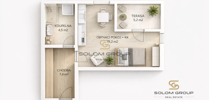 Pronájem NOVÉHO bytu 1+kk, 37 m²/Terasa, novostavba, Praha 6, Ruzyně + GS + sklep, ul. Stočesova