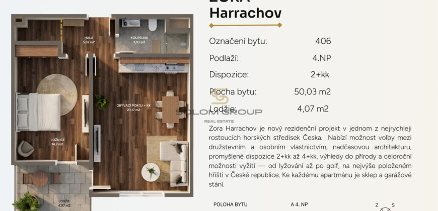 Prodej horského apartmánu 2+kk/Lodžie, 54 m², Harrachov, parkovací stání + sklep, novostavba