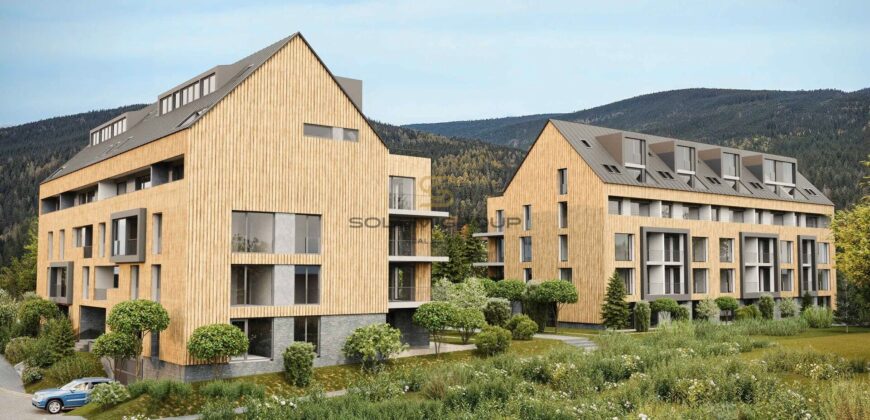 Prodej horského apartmánu 2+kk/Lodžie, 54 m², Harrachov, parkovací stání + sklep, novostavba