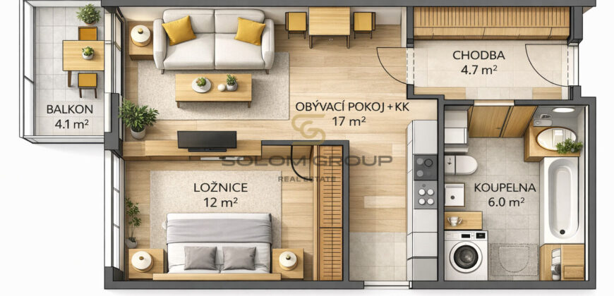 Prodej NOVÉHO bytu 2+kk/Balkon, 46,9 m² + garážové stání, Dolní Měcholupy, ul. Honzíkova