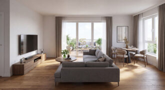 Prodej bytu 2+kk/B, 46 m², OV, GS, Harfa Park – Praha 9, Vysočany, novostavba