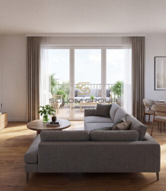 Prodej bytu 2+kk/B, 46 m², OV, GS, Harfa Park – Praha 9, Vysočany, novostavba