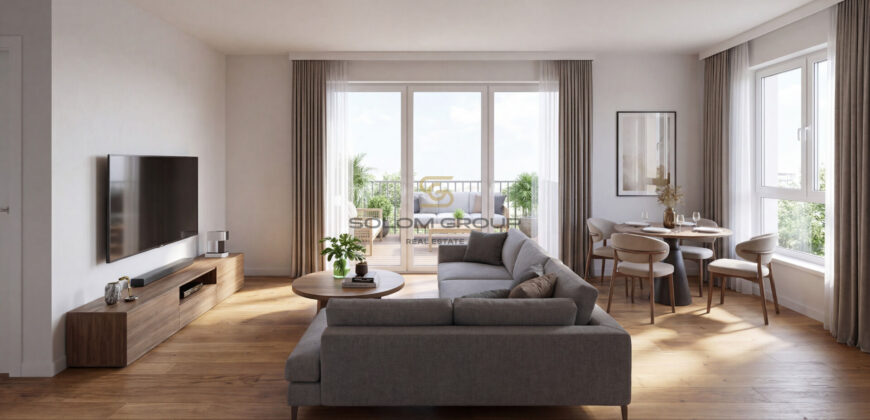 Prodej bytu 2+kk/B, 46 m², OV, GS, Harfa Park – Praha 9, Vysočany, novostavba