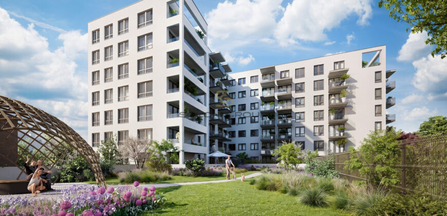 Prodej bytu 2+kk/B, 46 m², OV, GS, Harfa Park – Praha 9, Vysočany, novostavba