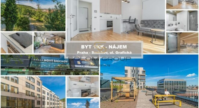 Pronájem 1kk, 30 m2, Praha 5 – Smíchov, Grafická, novostavba, zařízeno