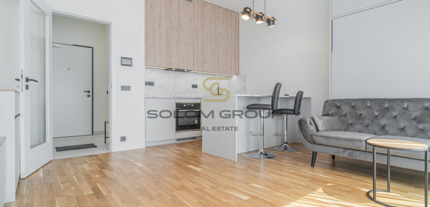 Pronájem 1kk, 30 m2, Praha 5 – Smíchov, Grafická, novostavba, zařízeno