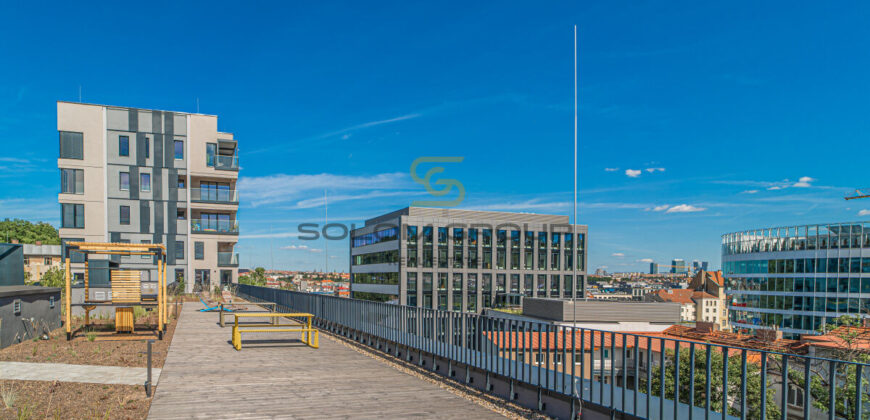 Pronájem 1kk, 30 m2, Praha 5 – Smíchov, Grafická, novostavba, zařízeno